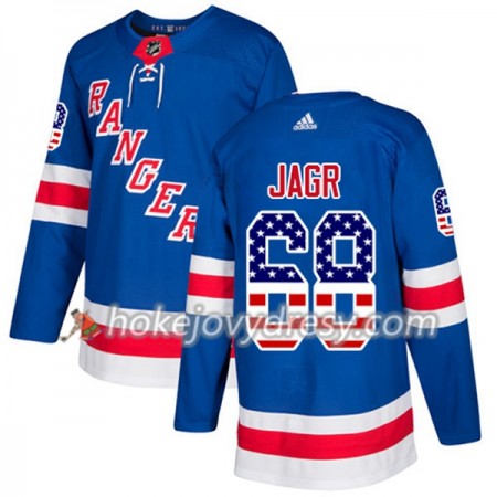 Pánské Hokejový Dres New York Rangers Jaromir Jagr 68 2017-2018 USA Flag Fashion Modrá Adidas Authentic